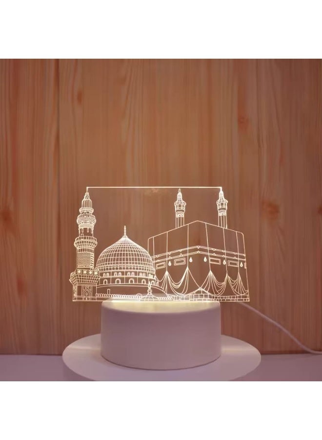 3D Ramadan Decor LED Acrylic Night Light – Islamic Calligraphy Board with Soft Warm Glow, USB Powered Night Lamp for Ramadan, Prayer Room & Muslim Home Decor - Image 4